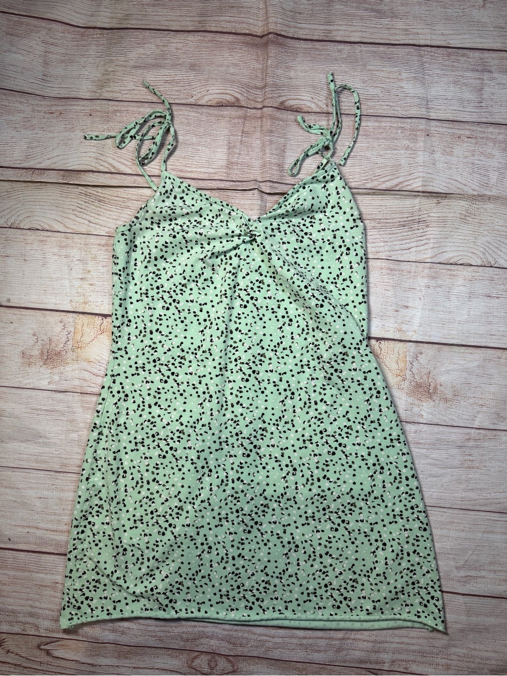 Noisy May Mint Green Spotted Tie-Strap‎ Mini Dress